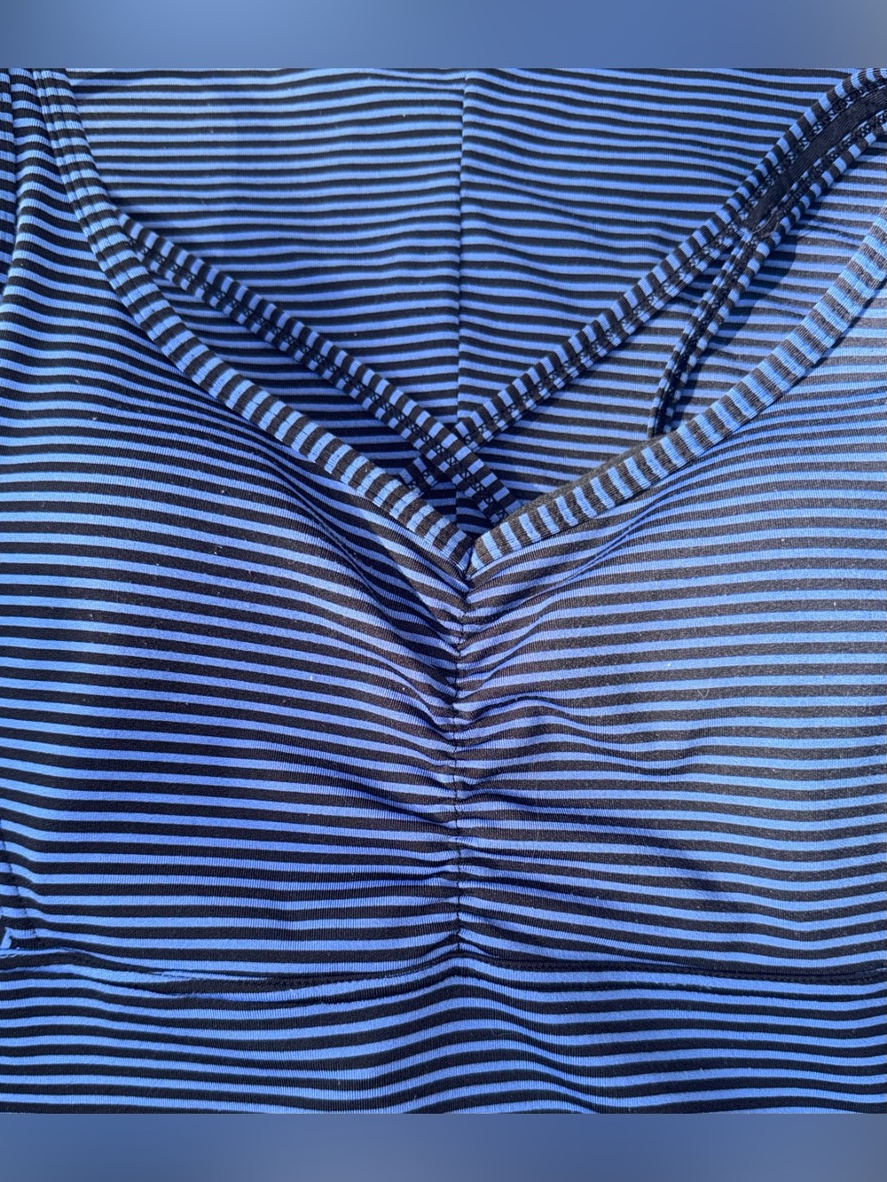 PrAna Dress Blue Black Striped Strappy Criss Cross Back. Built in Bra Sz.Small - Picture 8 of 16